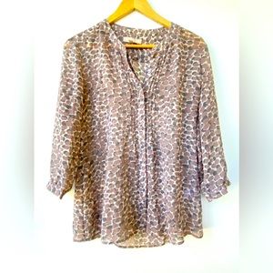 Banana Republic Blouse Sheer Size S Brown Grey Cream
